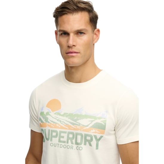Superdry cream short sleeve print T-shirt slim fit - Image 5