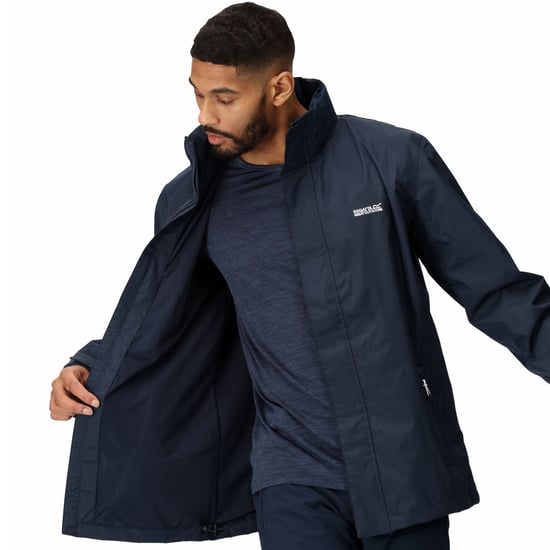 Regatta Mens Matt Waterproof Hiking Walking Jacket Coat Navy - Image 4