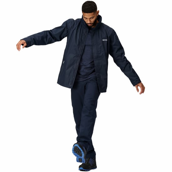 Regatta Mens Matt Waterproof Hiking Walking Jacket Coat Navy - Image 6