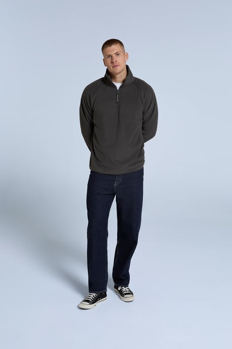 'Stockholm' Men's Fleece Jacket Half Zip Warm Cosy Sweater Dark Grey - Image 6