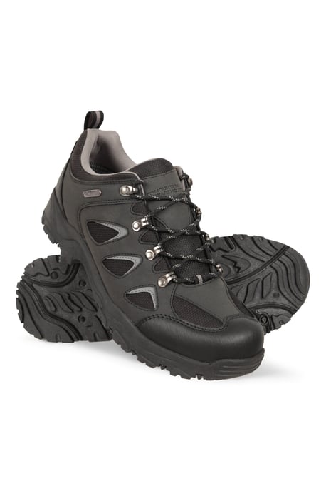 'Adventurer' Mens Waterproof Walking Shoes Mesh Lining Heel and Toe Bumpers Hiking Black - Image 2