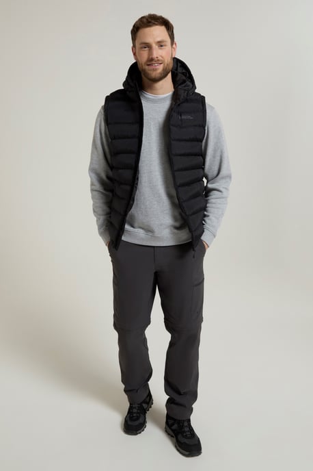 'Seasons' Men's Padded Gilet with Pockets Water Resistant Hooded Jacket Black - Image 2