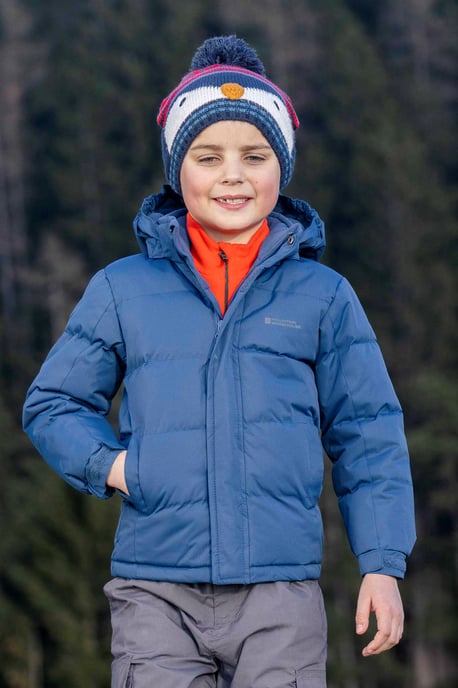 'Snow II' Kids Padded Jacket with Two Side Pockets Ripstop Fabric Water Resistant Coat Dark Blue - Image 6