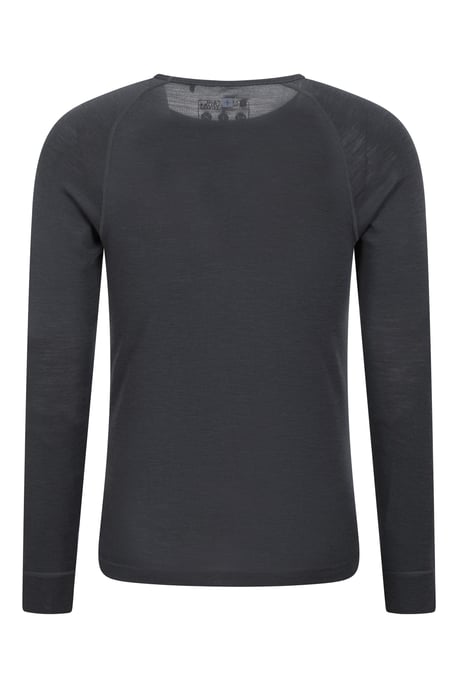 Merino Men's Thermal Baselayer Top Long Sleeve Hiking Winter Pullover Dark Grey - Image 6