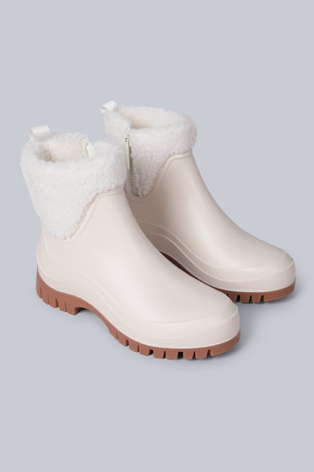 'Lolah' Women's Wellies Waterproof Cushioned Fleece Lined Wellington Rain Boots Cream - Image 1