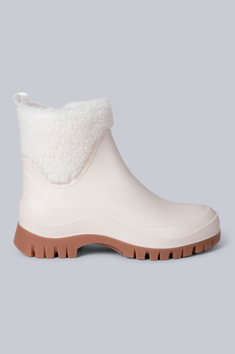 'Lolah' Women's Wellies Waterproof Cushioned Fleece Lined Wellington Rain Boots Cream - Image 2