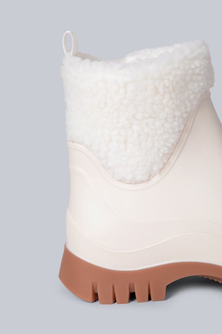 'Lolah' Women's Wellies Waterproof Cushioned Fleece Lined Wellington Rain Boots Cream - Image 5