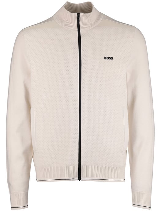 Boss Green vest creme zwarte rits viscose - Image 3