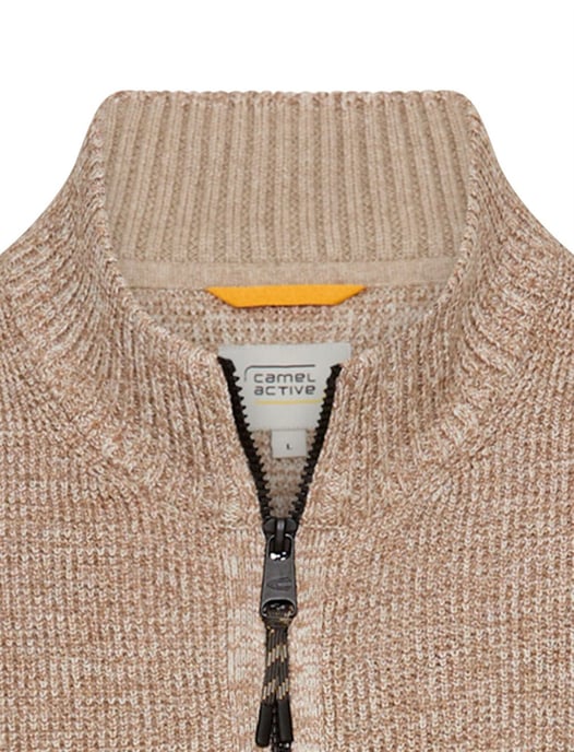 vest Camel Active beige gemêleerd katoen - Image 3