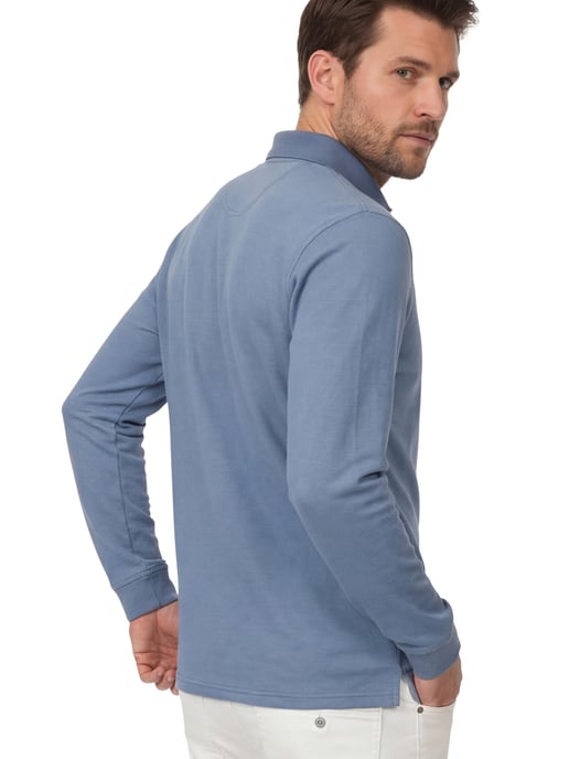 polo 3 knoops met borstzak Casa Moda blauw effen katoen - Image 2
