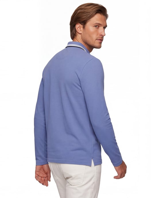 Lange mouw Plisy polo BOSS Green blauw 3-knoops - Image 2