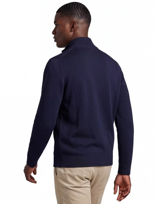 Thomas Maine vest navy knopen en rits merinowol - Image 2