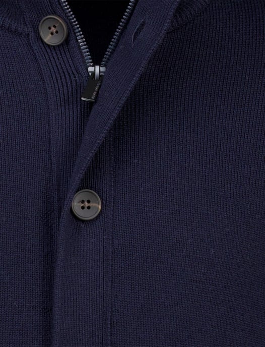 Thomas Maine vest navy knopen en rits merinowol - Image 4