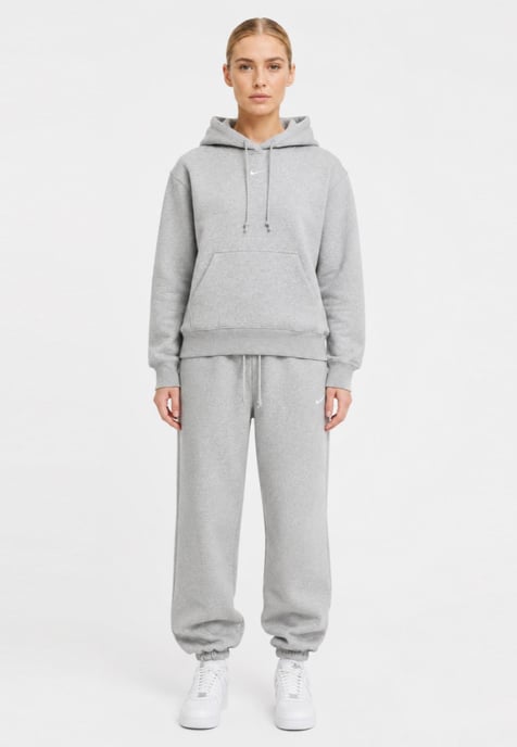 Nike Womens Oversized Phoenix Pullover Hooded Tracksuit in Grey - Image 1