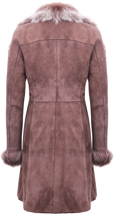 Dames suède merino shearling jas met Toscana kraag-Hanoi - Image 3
