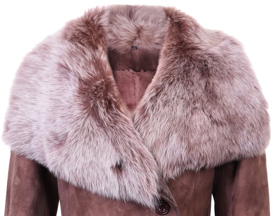 Dames suède merino shearling jas met Toscana kraag-Hanoi - Image 4