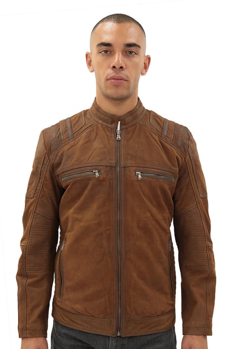Mens Buff Leather Racer Biker Jacket-Vienna - Image 1