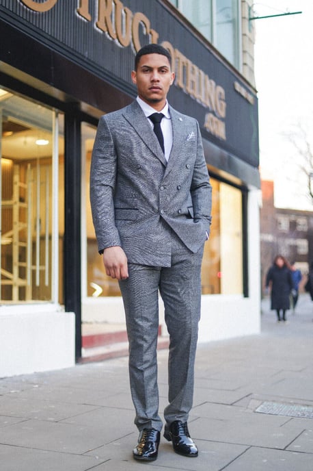 Men's Classic Grey Double Breasted 2-Piece Suit - Image 3