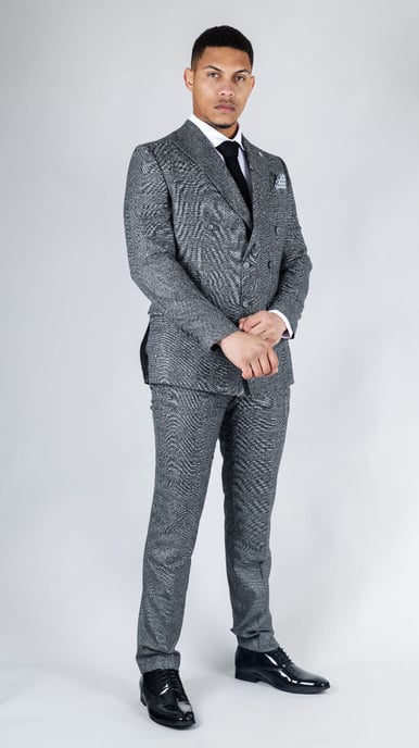 Men's Classic Grey Double Breasted 2-Piece Suit - Image 4
