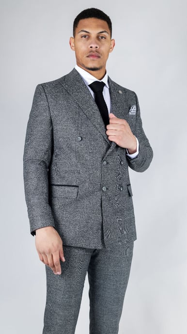 Men's Classic Grey Double Breasted 2-Piece Suit - Image 5