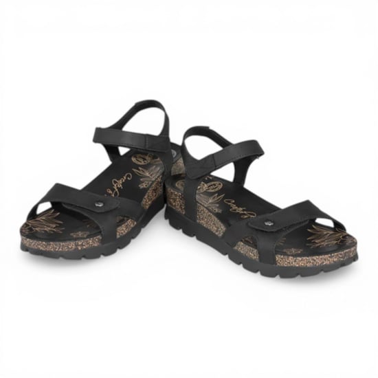 Panama Jack Dames Wedge Zwarte Leren Platform Sandalen - Sulia B2 - Image 5