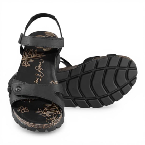 Panama Jack Dames Wedge Zwarte Leren Platform Sandalen - Sulia B2 - Image 6