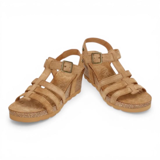 Panama Jack Dames Wedge Heel Bark Bruine Suède Leren Sandalen - Vero B1 - Image 5