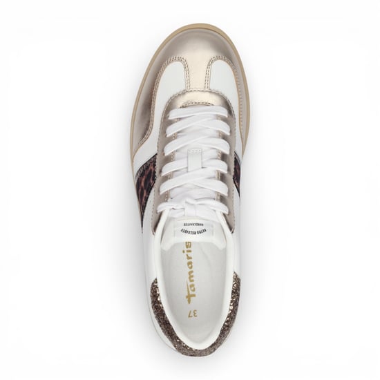Tamaris Dames Witte Luipaardleren Sneakerschoenen - Image 6