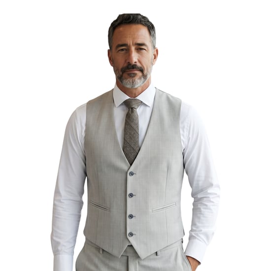 Heren Grijze 3-Piece Prince Of Wales Check Tailored Fit Formele Pak - IM31 - Image 4