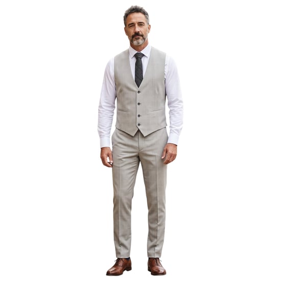 Men's Grey 3 Piece Prince Of Wales Check Tailored Fit Formal Suit - IM31 - Image 5