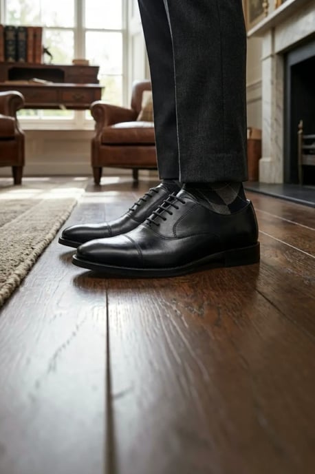 Herrars svarta cap-toe oxford snörskor i patenterad glans - N103212 - Image 2