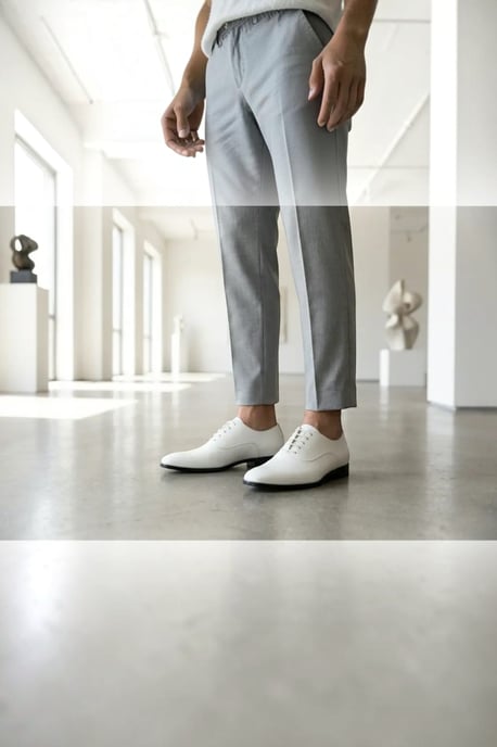Heren Witte Formele Patent PU Leren Oxford Schoenen - M64340 - Image 3