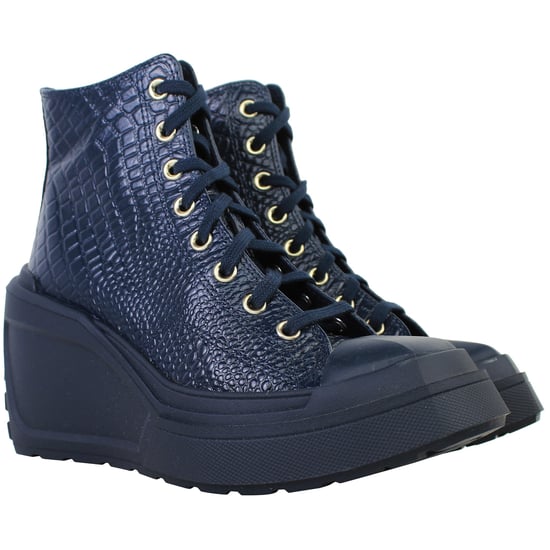 Converse Chuck 70 De Luxe Hi Womens Navy Patform Wedges - Image 2