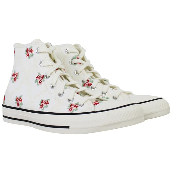 Converse Chuck Taylor All Star Vintage Embroidery Kids White Plimsolls - Image 2