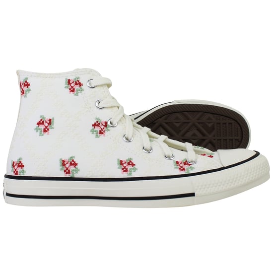 Converse Chuck Taylor All Star Vintage Embroidery Kids White Plimsolls - Image 4