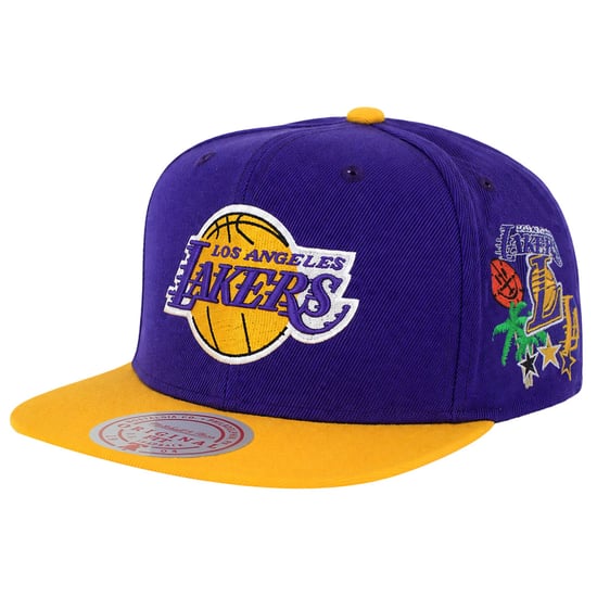 Mitchell & Ness NBA Los Angeles Lakers Patch Overload Purple/Yellow Cap - Image 1