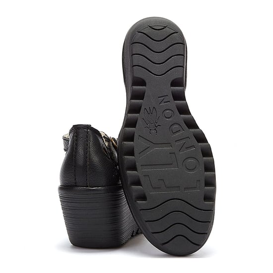 Fly London Yuna Leren Wedge Sandalen - (Zwart) - Image 4