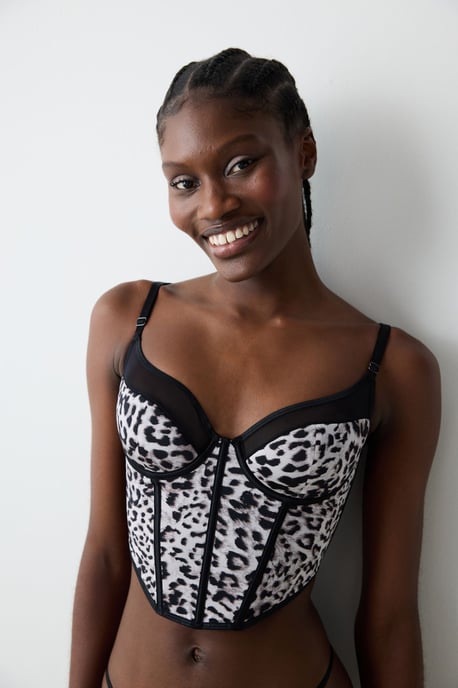 Leopard Print Underwire Corset Bra - Image 1