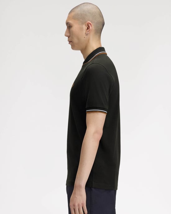 Regular Fit Short Sleeve Logo Detail Polo Shirt in Black - Image 2