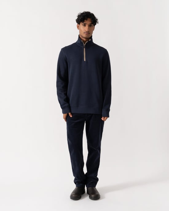 Regular Fit Long Sleeve Logo Detail Sweatshirt in Navy - Image 3