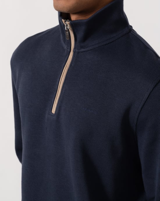 Regular Fit Long Sleeve Logo Detail Sweatshirt in Navy - Image 4