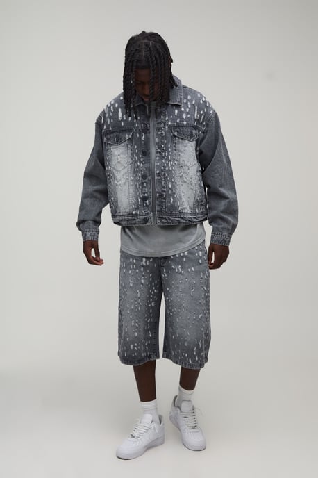 Extreme Distressed Longline Denim Jorts - Image 4