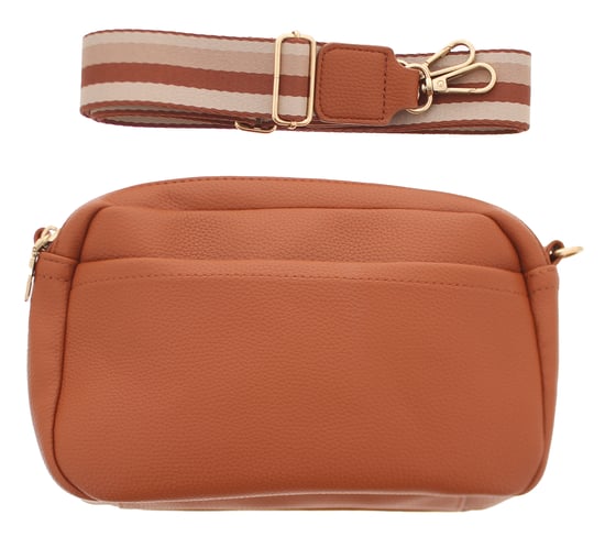 Womens Stylish Crossbody Bag Brooke Multi Compartments Zip Fastening tan - Image 3