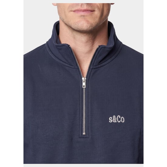 Bos Bright Blue Supply & co. half zip sweater heren aarav halfzip sweat sco26312aa07/4001 - Image 3