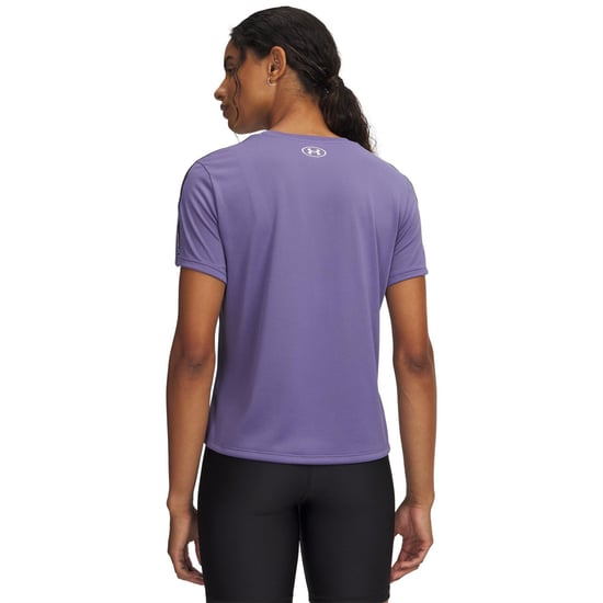 Women's Under Armour Tech Taping Tee in Purple - Image 2