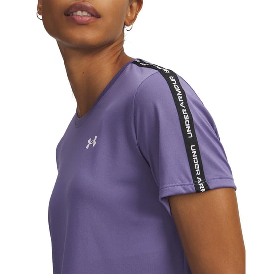 Women's Under Armour Tech Taping Tee in Purple - Image 3