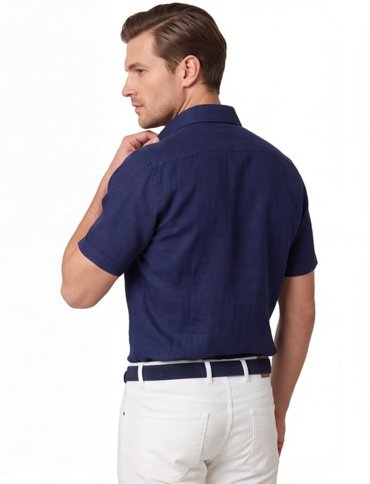 Overhemd Eterna Modern fit donkerblauw korte mouw - Image 2