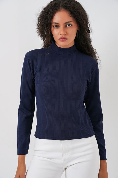 Ribbed Half Turtleneck Long Sleeve Bodysuit - Image 5