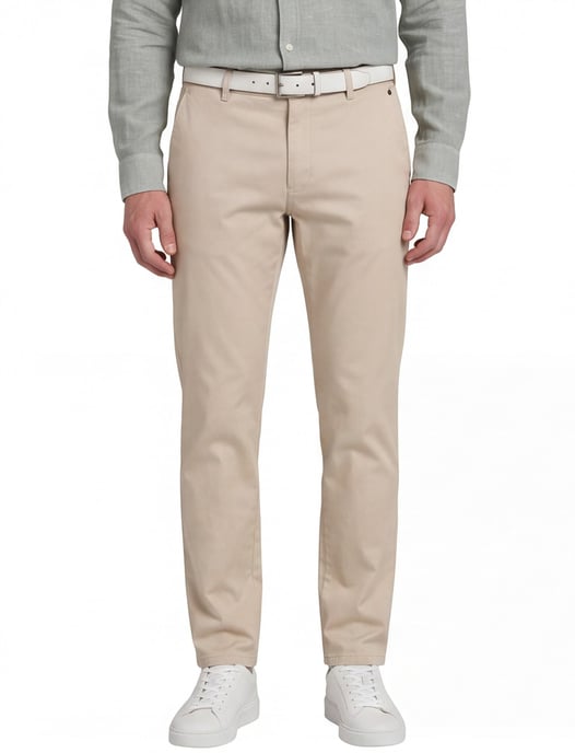 Effen beige Meyer katoenen broek katoen - Image 1