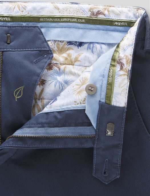 Meyer Pantalon katoen blauw modern  fit effen - Image 3